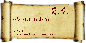 Rádai Irén névjegykártya